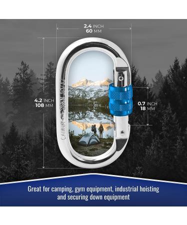 25kn Heavy Duty Steel Locking Carabiner - UIAA/CE Certified Rock Climbing Gear - Large Oval Carabiner for Mountain Climbing - Buy Online on GoSupps.com