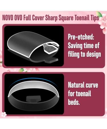 Novo Ovo Sharp Square Toenails - 240 Pcs Soft Gel Full Cover Artificial Toe Nail Tips | Clear Gluing Footnails | 15 Sizes - Perfect for Every Occasion - Buy Online on GoSupps.com