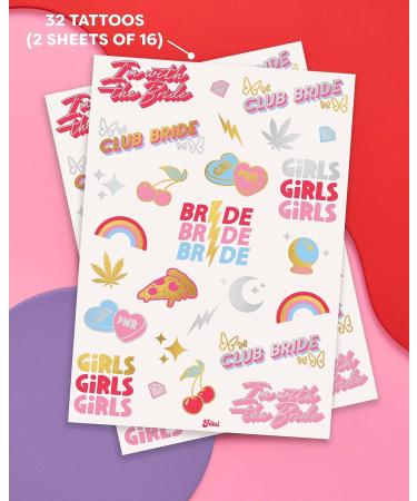 XO Fetti Bachelorette Party Decorations - 32 Metallic Temporary Tattoos for Bride to Be | Cool Bach Party Decor & Engaged Bride Accessories - Buy Online on GoSupps.com
