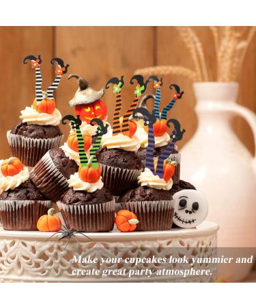 Witch Leg Cupcake Toppers - 48 Pieces for Halloween Theme Party Favors - Buy Online on GoSupps.com