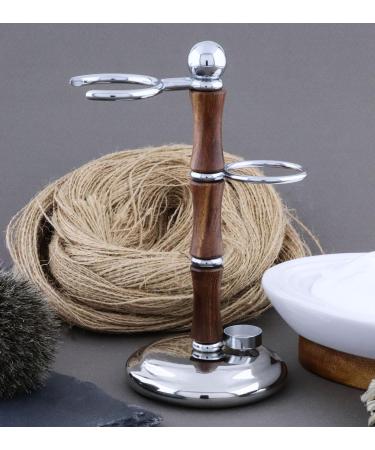 Haryali London Shaving Kit - 3 Pc Wooden Set with Double Edge Razor, Super Badger Brush & Stand - Sustainable Gift Set - Buy Online on GoSupps.com
