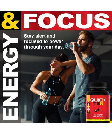 Quick Ten Weight Loss Pills - Natural Metabolism Booster & Appetite Suppressant - Fat Burner for Men & Women - Premium Diet Pills - 60 Capsules - Buy Online on GoSupps.com