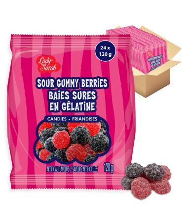 Gummy Candy Bag - Sour Berries Bulk Candy | Smart Choice from Lady Sarah Variety Sweets - Canada's Top Gummies Candy -2.8 Kg (24 Sour Candy Bags x 120g)