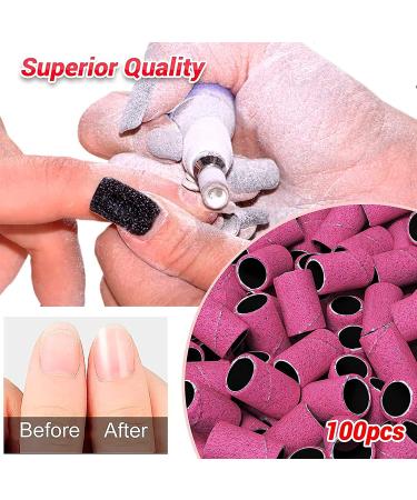 Melodysusia 100st Grinding Sleeve Cap - 180 Grit Nail Miller Attachment & Mandrel for Manicure Pedicure Nail Art & Care (Pink) - Buy Online on GoSupps.com