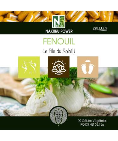 NAKURU | Fennel | Power Range | Made in France | The Son of the Sun! | (90 Vegetable Capsules of 375 mg/Net Weight: 33.6 g) - Buy Online on GoSupps.com
