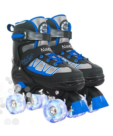 Nattork Kids Roller Skates for Boys & Girls , 4 Size Adjustable Rollerskates with Light Up Wheels for Teens Beginners Outdoor Sports, Best Birthday Gift for Toddler Blue Large 4Y-7Y