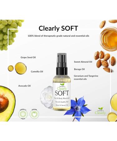 Clearly SOFT Natural Face and Body Oil | Hydrate Moisturize Soothe Dry Sensitive Skin | Natural and Organic Ingredients for Smooth Soft Skin | Made in USA (60 ml) - Buy Online on GoSupps.com
