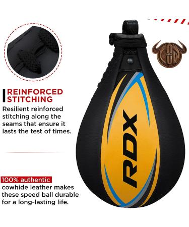 RDX Speed Bag Boxing Ball Kit | Genuine Leather Dodge Striking Set | Heavy Duty Swivel Mount for MMA Muay Thai Punching Fitness Workout | Martial Arts Training Home Gym Equipment Speedball Yellow - Buy Online on GoSupps.com
