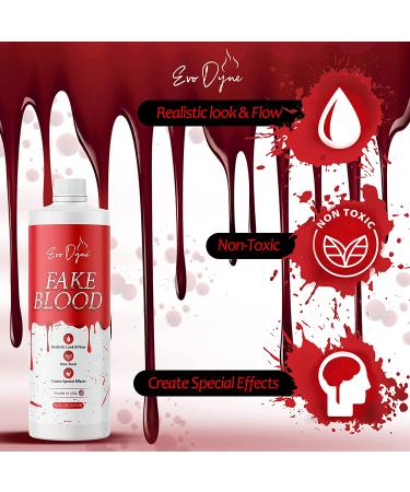 2-Pack Evo Dyne Fake Blood (16 FL OZ) Made in USA for Halloween Costumes - Realistic Vampire & Zombie Blood for Gory Scenes - Buy Online on GoSupps.com