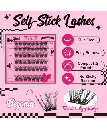 Self Adhesive Eyelashes Kit | 48pcs Lash Clusters + 48pcs Bottom Lashes | Reusable No Glue Natural Look | Easy to Use | Begonia D-10-18mix - Buy Online on GoSupps.com
