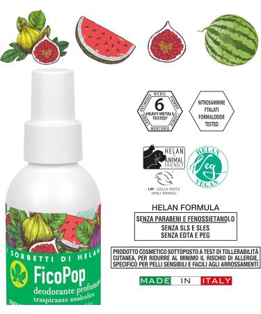  Helan Helan I Sorbetti FicoPop - Alcohol-Free Breathable Deodorant Spray for Men and Women Suitable for Sensitive Skin Aluminum-Free with a Fresh Scent Vitamin E Essential Oils of Thyme Sage and Herbs 100 ml - Buy Online on GoSupps.com