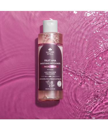 Nature Spell Witch Hazel Facial Toner With Fruit Alpha Hydroxy Acids Cherry Blossom Aloe Vera & Rose Water 200 Ml - Smoothing Facial Toner With Natural Aha'S - Alcohol Free Formulation - Buy Online on GoSupps.com