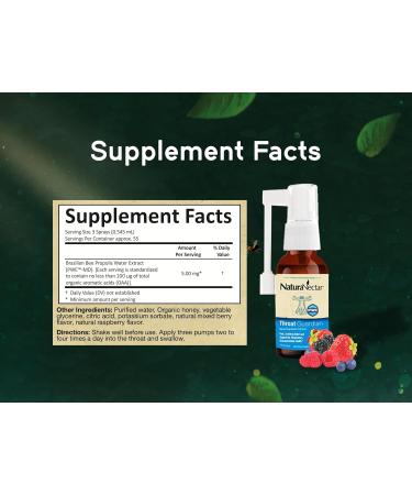NaturaNectar - Bee Propolis Throat Spray - Unique Throat Relief and Wellness Agent - Brazilian Bee Propolis Throat Guardian Spray - Ethical Beekeeping - Honey Bee Berry Flavor (2-Pack 1.06 Fl Oz.) 2.12 Fl Oz (Pack of 2) - Buy Online on GoSupps.com