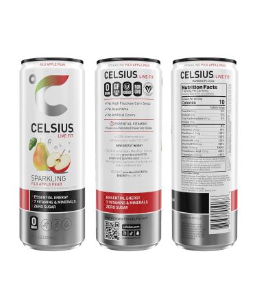 CELSIUS Live Fit Energy Drink  - Sparkling Fuji Apple Pear- Pack Of 12 - Buy Online on GoSupps.com
