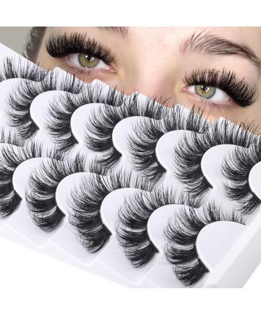 JIMIRE Cluster Lashes DIY Individuals Cat Eye Wispy False Eyelashes Soft D Curly Russian Strip Lashes Look Like Eyelash Extensions 15MM Volume 6D Fluffy Lashes 7 Pairs Pack Cluster