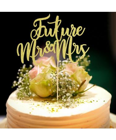 Arthsdite 1Pc Future Mr and Mrs Cake Topper Bridal Shower Cake Pick Decorations- for Wedding Engagement Theme Party Decoration Bachelor Party Decorations Supplies - Gold Glitter - Buy Online on GoSupps.com