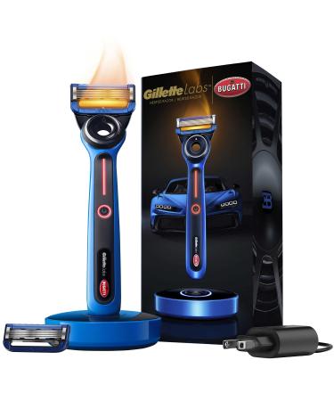 Gillette Heated Razor for Men, Bugatti Limited Edition Shave Kit by GilletteLabs, 1 Handle, 2 Razor Blade Refills, 1 Cleaning Cloth, 1 Charging Dock Bugatti Heated Razor Kit