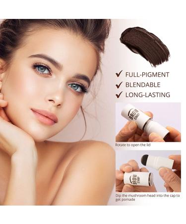 Eyebrow Stamp Stencil Kit - One Step Brow Stamp & Shaping Set - Waterproof & Long-Lasting - Dark Brown - Buy Online on GoSupps.com