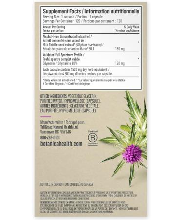 Botanica Milk Thistle Super Concentrated Liquid Capsules 4500 mg dry herb equivalent Promotes Healthy Liver Function & Detoxification Antioxidant Natural Herb Extract Remedy Non-GMO Vegan Gluten Free 120 Capsules (120 Servings) Milk Thistle 120 count (Pac - Buy Online on GoSupps.com