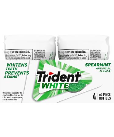 Buy Trident White Spearmint Sugar Free Gum - 240 Pieces (4 Bottles of 60) | International Shipping Available - Buy Online on GoSupps.com