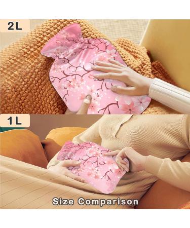 NAANLE 2L Transparent Hot Water Bottle - Japanese Cherry Blossom Design for Menstrual Cramps & Pain Relief | Ideal Heat & Cold Therapy - Buy Online on GoSupps.com