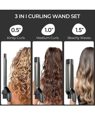 TYMO Curling Iron Set with 3 Barrels, Instant Heat Up, 5-Temps (Up to 430F), Intelligent Temp Control - Dual Voltage Hair Curler for All Hair Types - Black - Buy Online on GoSupps.com