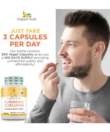 Organic Veda Turmeric & Ginger Capsules 300 Veggie Capsules - Joint Support, 100 Days Supply - Buy Online on GoSupps.com