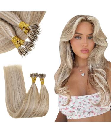 RUNATURE Nano Hair Extensions Brown Highlight Blonde Nano Ring Human Hair Extensions Straight Blonde Nano Hair Extensions Real Hair 18 Inch 50 Gram 18" A-Nano-#8P60 - Buy Online on GoSupps.com