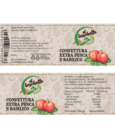 Extra jam of Plum and Peach and Al Boschetto Basil 100% natural MadeinItaly Km0 2 jars of 200g each. Ideal fillings for ice cream cheesecakes and cheeses. - Buy Online on GoSupps.com