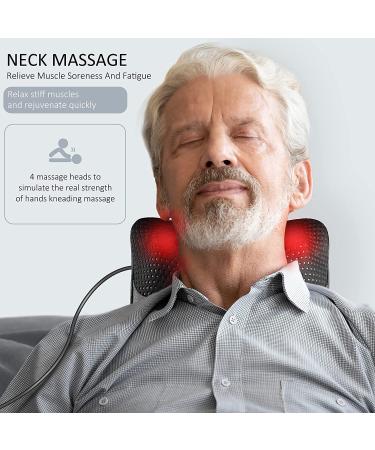 Shiatsu Back Massager with Heat - Perfect Gift for Christmas, New Year, Mother's Day, Father's Day, Birthday - Relieve Back and Neck Pain, Soothe Sore Muscles - Gray - Buy Online on GoSupps.com