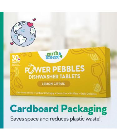 Earth Breeze Power Pebbles - 90 Eco-Friendly Dishwasher Tablets - Cuts Grease & Grime - Lemon Citrus - Easy to Use - International Shipping - Buy Online on GoSupps.com