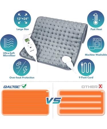 QALTGC Heating Pad - 12x24, 10 Temp & 9 Timer Settings, Soft & Washable for Pain Relief - Gray - Buy Online on GoSupps.com