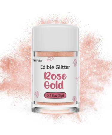 Edible Glitter,Cake Glitter,Drink Glitter Edible Dust, Edible Sparkles for Food Cupcakes,Cookies,Candy Sugar,Pops,Kosher Halal Certified Food Grade Coloring for Wines,Cocktails,Champagne,Beverages - Rose Gold 1-Rose Gold
