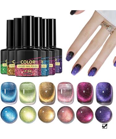 Gel Nail Polish Glitter Cat Eye Gel Nail Varnish Sparkly Purple UV/LED Soak-Off Gel Nail Varnish Highly Pigmented 9D Magnetic Nail Gel Shimmer Galaxy Nail Art Salon DIY Gifts - Buy Online on GoSupps.com