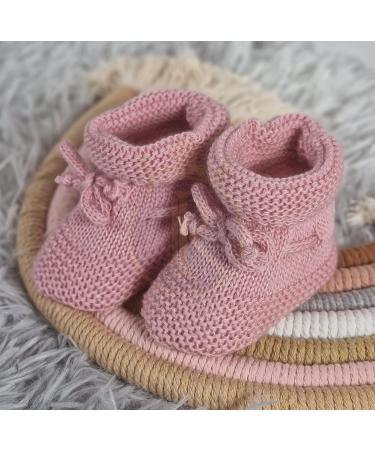 Royal Icon Baby Booties 0-3 Months - Knitted Bow Baby Boots for Boys & Girls - Warm & Safe Baby Slippers - Newborn Bootees Ri359 (Rose Gold) - Buy Online on GoSupps.com