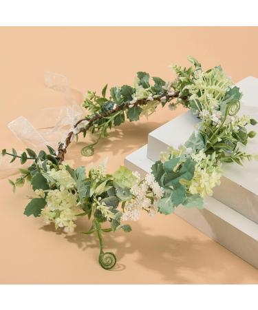 Artificial Flower Wreath Crown | Bridal Headpiece with Greenery & Pine Cone | Perfect for Weddings & Festivals - Buy Online on GoSupps.com