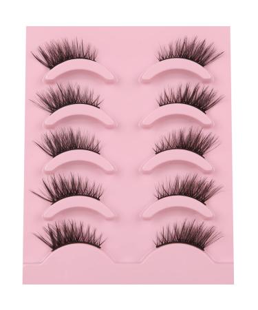 Himirell Half Lashes Natural Look Cat Eye Lashes Short Accent Corner False Eyelashes Look Natural Faux Mink Lashes 5 Pairs Pack B