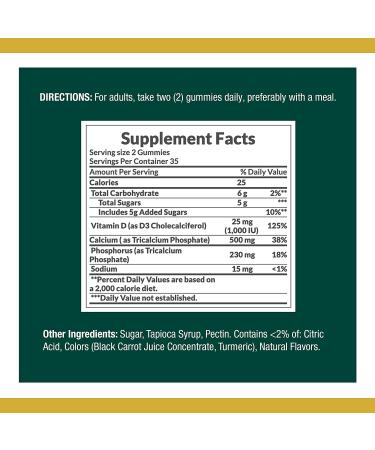 Nature's Bounty Calcium + D3 Gummies - Peach, Banana & Cherry Flavor - 70 Count - Buy Online on GoSupps.com