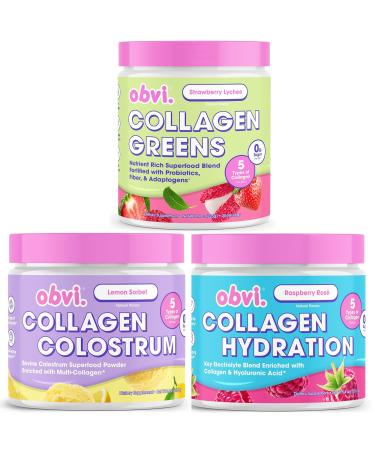 Obvi Collagen Peptide Colostrum Collagen Greens & Hydration Powder | Support Gut Health Immune Skin & Joint Health | Sugar-Free Collagen Peptides & Electrolytes | 30 Servings Each
