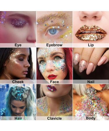 Buy Body Glitter Stick - 7 Colors Holographic Mermaid Sequins for Concerts & Festivals | Chunky Face Glitter Makeup - Ideal for Face Body Hair Eyes & Lips (02 Pink - Buy Online on GoSupps.com