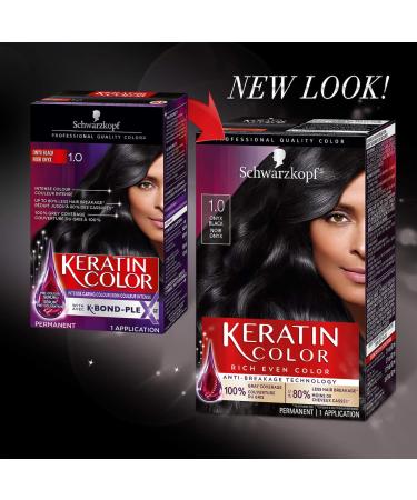 Schwarzkopf Keratin Color 1.0 Black Onyx Permanent Hair Color Cream - Buy Online on GoSupps.com
