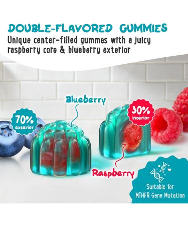Center-Filled 5-MTHF Folate L-Methylfolate Gummies - Sugar-Free MTHFR Gene Support for Kids Teens & Adults with Methylated B1 B6 and Methyl B12 Cofactor - Mood Behavior Cognition - 60 Count - Buy Online on GoSupps.com