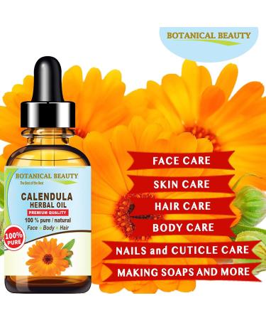 Botanical Beauty CALENDULA HERBAL OIL Calendula Officinalis Marigold Oil 100% Natural for FACE SKIN BODY HAIR NAILS Foot Care. 1 Fl.oz.- 30 ml - Buy Online on GoSupps.com