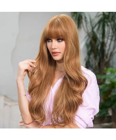 EMMOR Blonde Long Curly Wig with Bangs | Heat Resistant Synthetic | Natural Daily Look - Buy Online on GoSupps.com