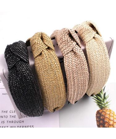 Women's Beige Knotted Turban Headband - Boho Twist Style - Wide Top Knot Hairband for Girls - Buy Online on GoSupps.com