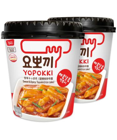 Yopokki Sweet  Mild Spicy Tteokbokki Cup I Korean Topokki Instant Retort Rice Cake (Cup of 2 Sweet  Mild Spicy Flavored Sauce) Korean Snack - Buy Online on GoSupps.com
