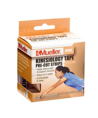 MUELLER Sports Medicine Kinesiology Tape Pre-Cut Strips Beige