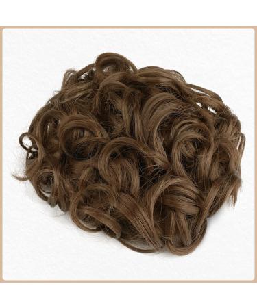 Sofeiyan Short Combs Messy Bun Hair Piece | Wavy Curly Hair Extension Drawstring Ponytail Chignon Clip in Hairpiece - Light Golden Brown - Buy Online on GoSupps.com