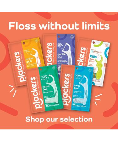 Plackers Twin-Line Dental Flossers 75 Count - Cool Mint Flavor, Dual Action Flossing System with Super Tuffloss for Easy Storage - 2X The Clean - Buy Online on GoSupps.com