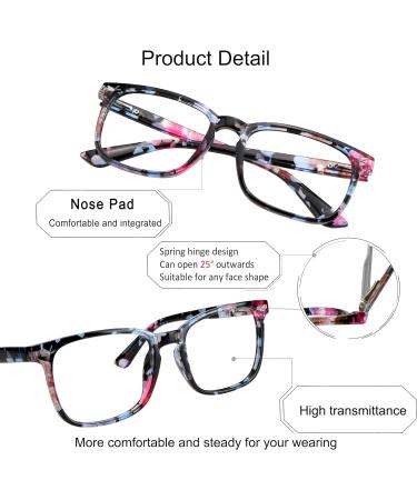 YEIN Progressive Multifocus Reading Glasses - Spring Hinge Blue Light Blocking Readers for Women | No Line Multifocal Clear Lenses (+0.00/+1.75 Magnification) - Stylish Pink Floral Design - Buy Online on GoSupps.com